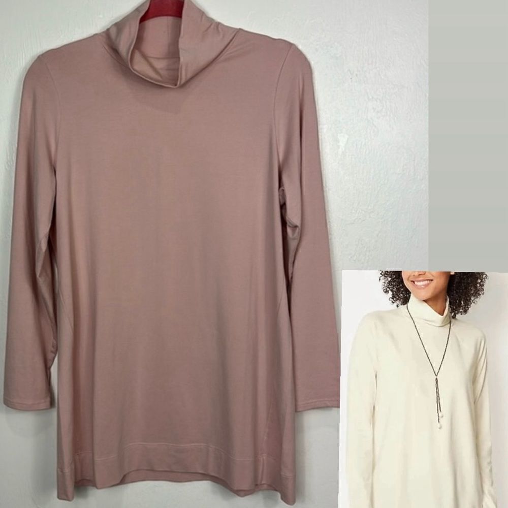 J. Jill Soft Luxe Supima Turtleneck Tunic In Pink Size MP